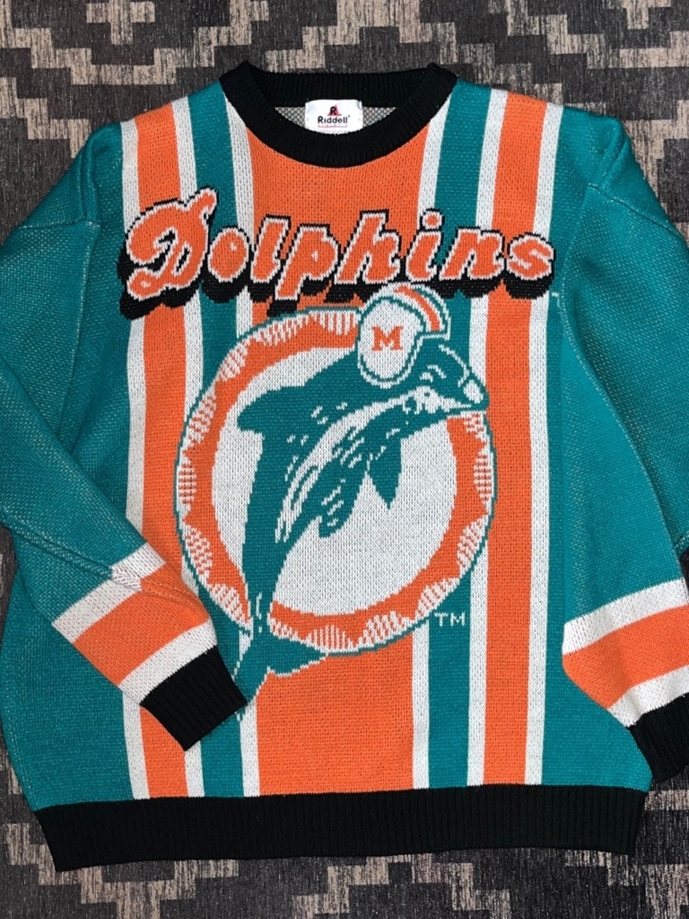 Vintage Miami Dolphins Riddell Sweater Size XXL 90s Y2K